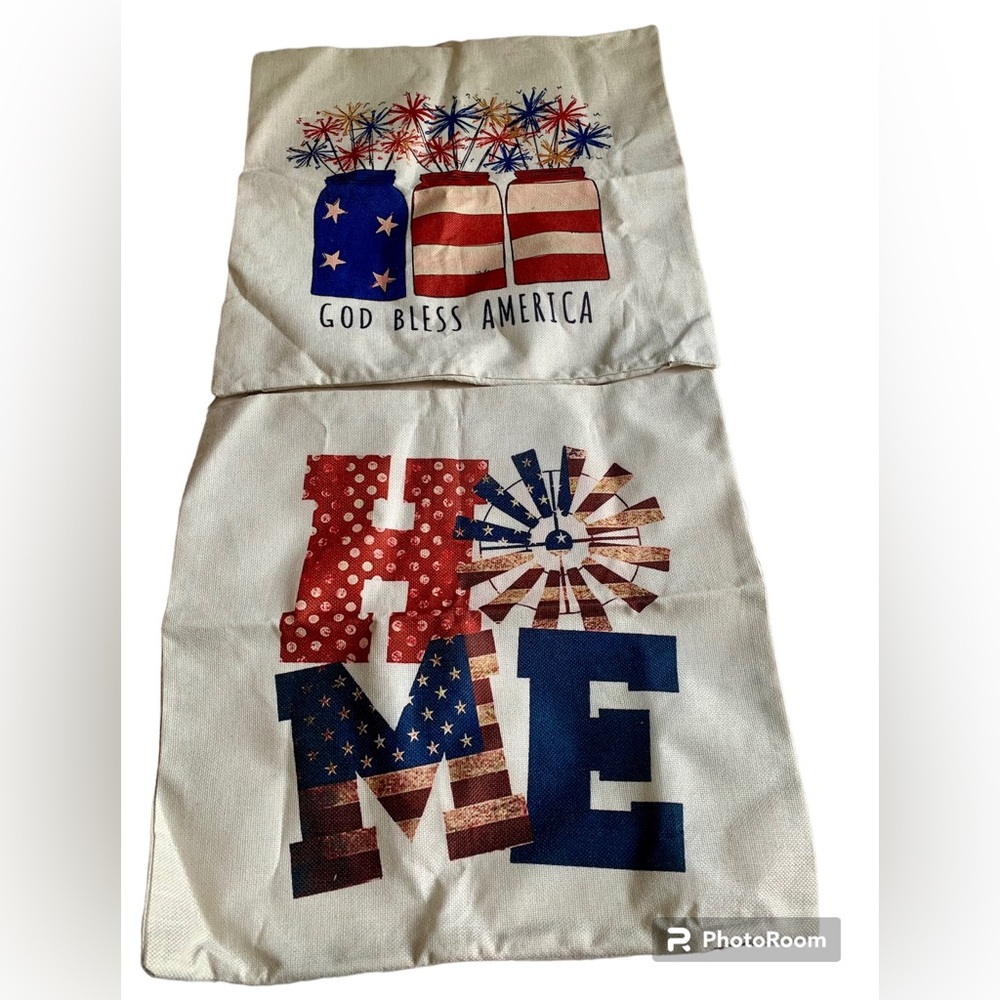 4th Of July Throw Pillow Covers Set of 2 Patriotic Red White Blue New